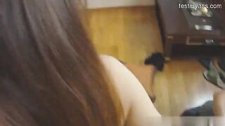 Tongue Cumshot for Horny Girl