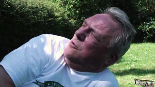 Old Man's Cock Gets Intense Blowjob and Deepthroat from Teen